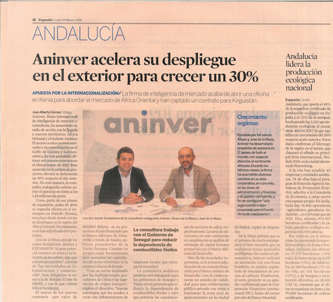Aninver in Expansion, the main financial Spanish newspaper